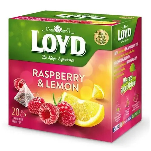 Чай фруктовий LOYD RASPBERRY &amp; LEMON малина-лимон, 40г (20 пірамідок), 10шт/ящ