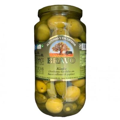 Оливки Bravo Гіганти з огірком 1000 г,(суха вага 450 г)  6 шт/ящ, шт