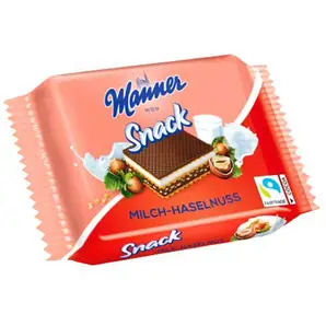 Вафлі в шоколаді Manner Snack MilkHazelnut  з молочно- горіховим кремом 25 г.30шт/ящ