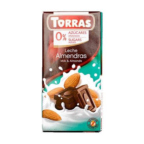 шоколад Torras молочний з мигдалем 75гр 48/шт