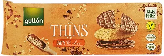 Печиво GULLON Thins milk сhoсolate, 150г, 12 шт/ящ