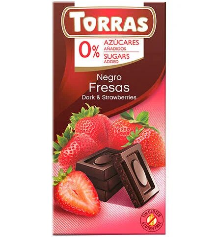 Шоколад Torras білий з полуницею 75гр 40/шт