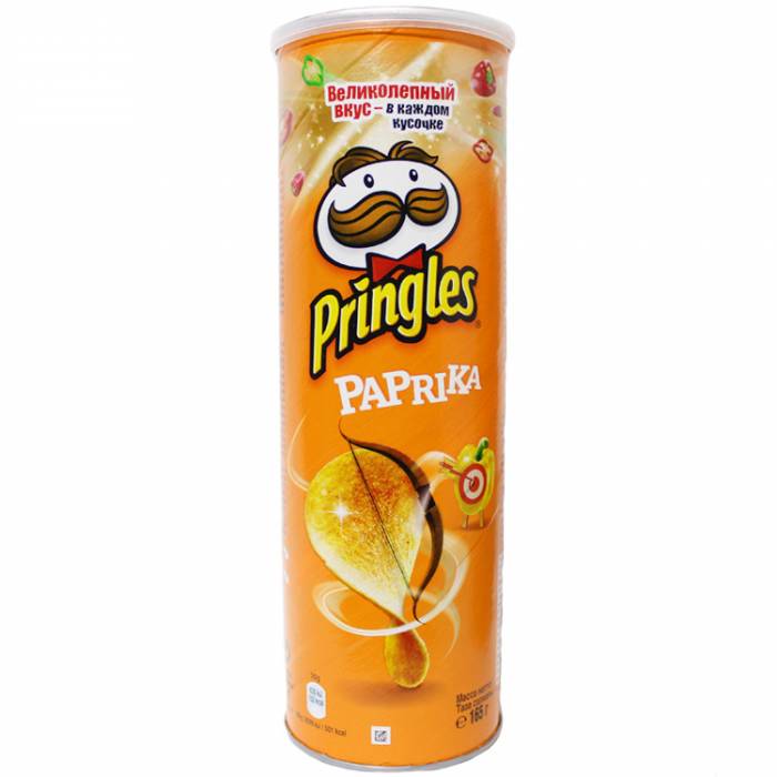 Чіпси Pringles Paprika, паприка, 165г, 19 шт/ящ