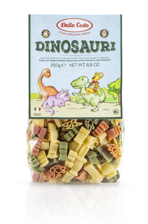 Макарони DALLA COSTA Dinosauri з томатом і шпинатом 250г 12шт/ящ 1626