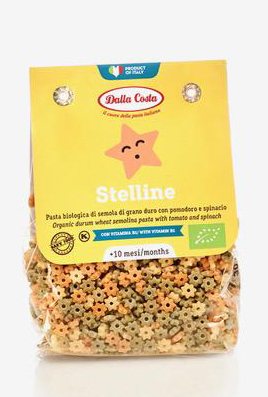 Макарони DALLA COSTA BIO, Baby Stelline tricolor 200 г, 8 шт/ящ