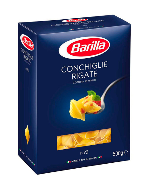 Макарони BARILLA 93 CONCHIGLIE RIGATE 500г, 12 шт/ящ