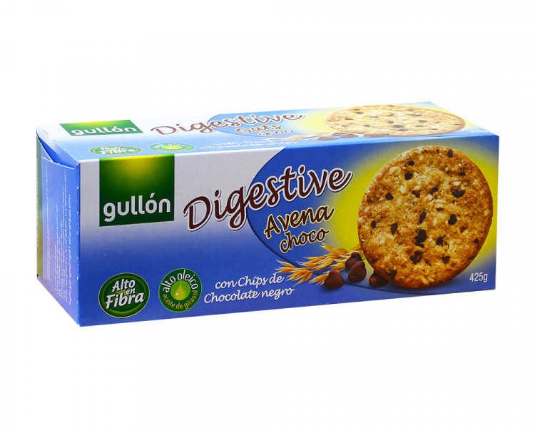 Печиво GULLON Digestive вівсяне з шоколадними крихтами, 425г, 15шт/ящ
