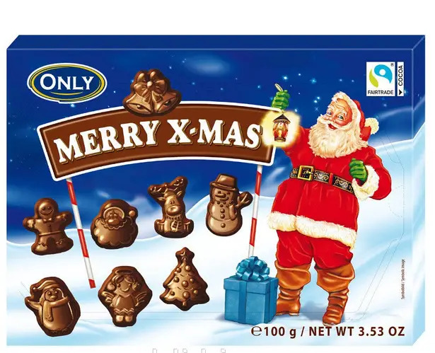 НР Цукерки Merry X-mas фігурки молочного шоколаду, 100г, 22шт/ящ