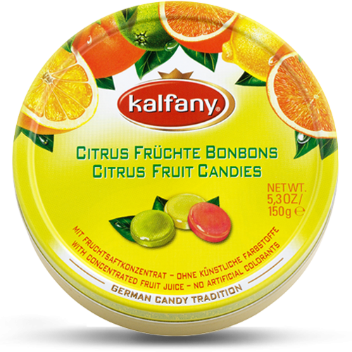 Льодяники Kalfany Citrus Fruit цитрусові 150г, 10 шт/ящ