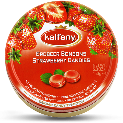 Льодяники Kalfany Strawberry Candies полуниця 150г, 10 шт/ящ
