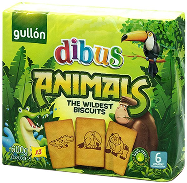 Печиво GULLON DIBUS Animals, 600г, 14шт/ящ