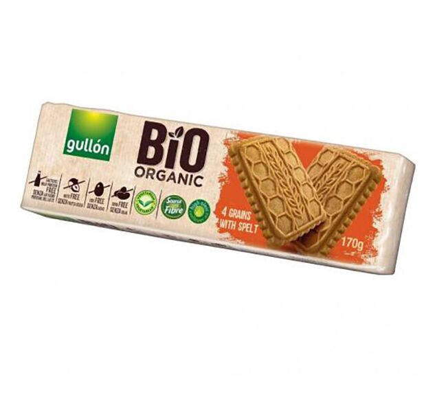 Печиво GULLON BIO Organic 4 злаки зі спельтою, 170г, 16шт/ящ