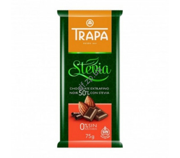 Шоколад 75г TRAPA STEVIA чорний 50%, 20шт/ящ 