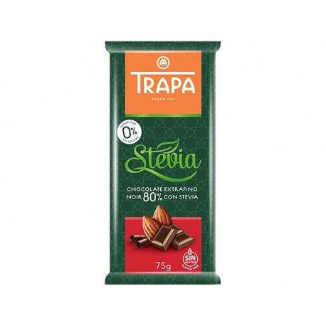 Шоколад 75г TRAPA STEVIA чорний 80%, 20 шт/ящ