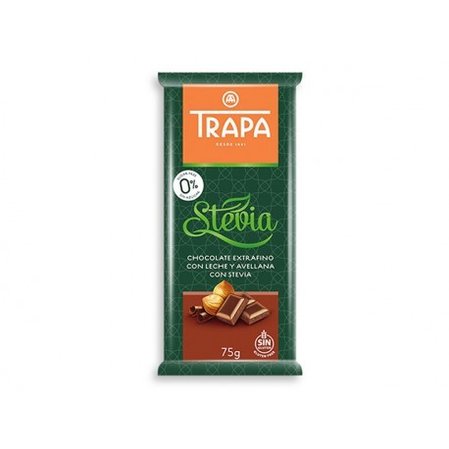 Шоколад 75г TRAPA STEVIA молочний з фундуком,20шт/ящ