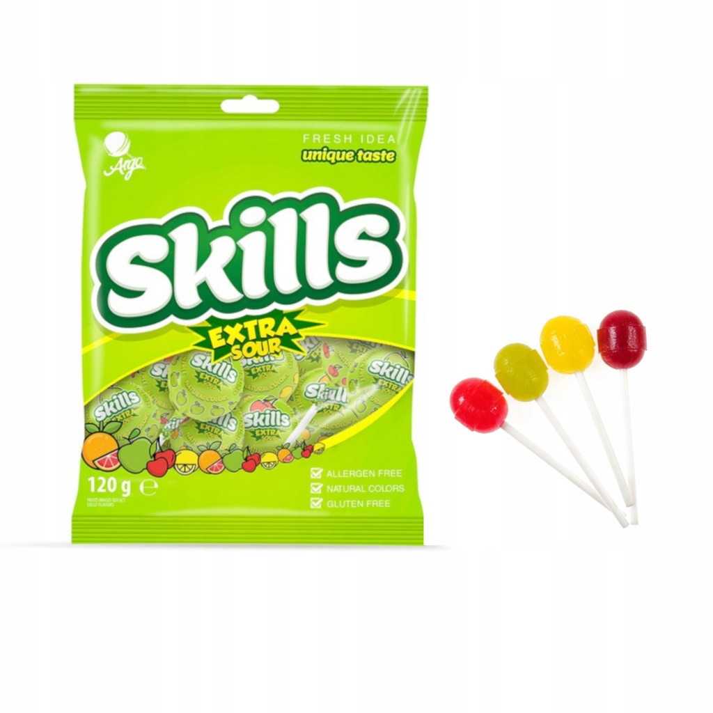 Льодяники на паличці Skills exra sour 12шт по10g X 14пак/ящ